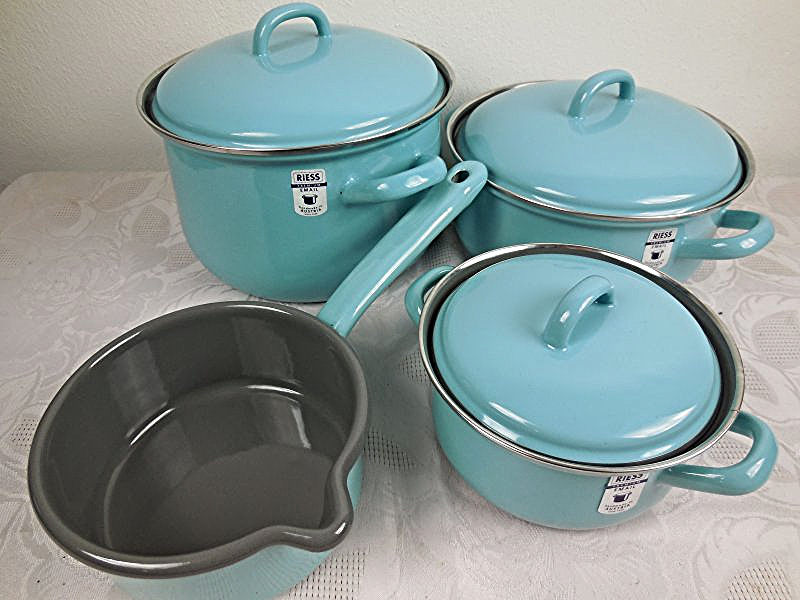 RIESS Premium Emaille Topfset Töpfe 4 teiliges Set