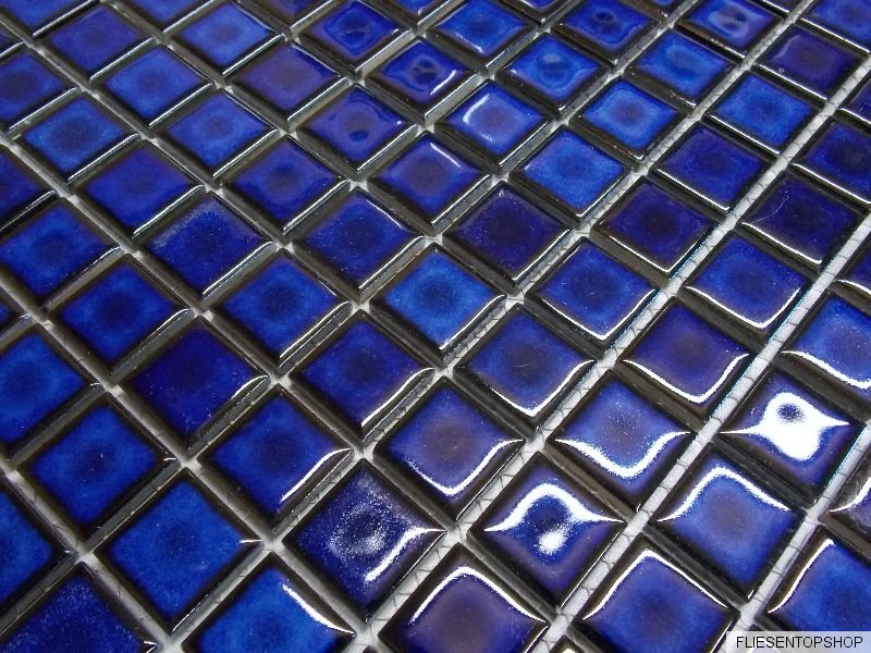 Mosaik Fliesen Feinsteinzeug blau kobalt glänzend Keramik Bad Dusche