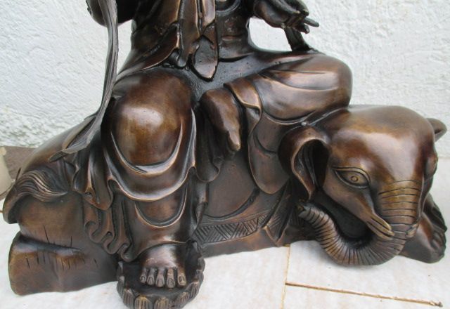 2 Groe Guan YIN Buddha Bronze AUF Elefant L