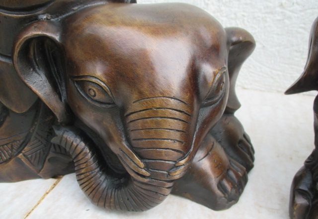 2 Groe Guan YIN Buddha Bronze AUF Elefant L