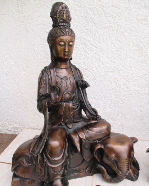 2 Groe Guan YIN Buddha Bronze AUF Elefant L