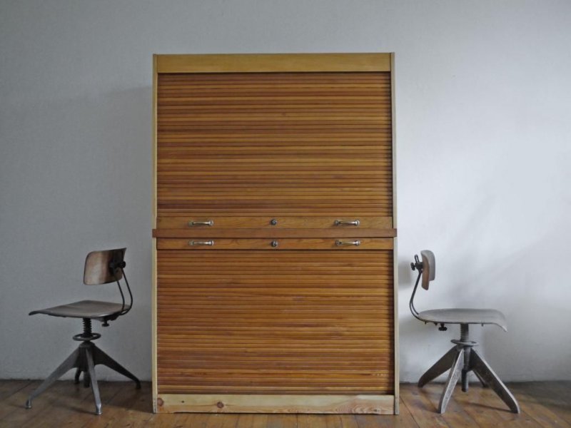 Rollladenschrank Antik Aktenschrank Holz Jalousieschrank Alt
