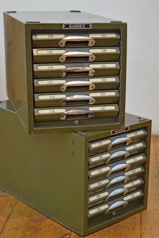 2x Kardex Schubladenschrank Antik Alt Karteischrank A5 Vintage Metall