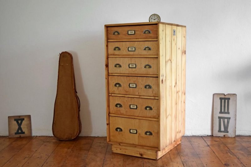 Schubladenschrank Antik Schrank Holz Vintage Fabrik Loft