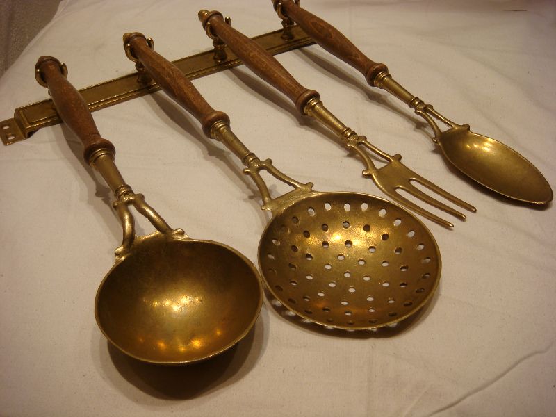Antik Messing Küchengarnitur Küchenleiste Löffelleiste Kochbesteck
