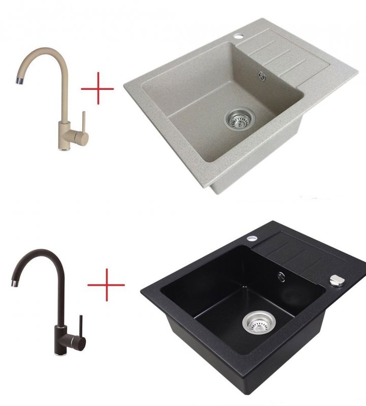 SET Granitspüle mit Wasserhahn Einbauspüle Spülbecken DG014 + Siphon