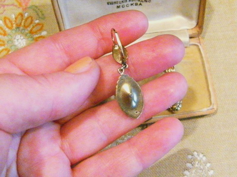 Antik Biedermeier 1850 Gold 333/8 kt Onyx Perlen Ohrringe Antique Gold