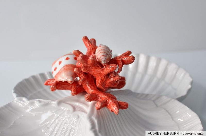 BASSANO KERAMIK 4-geteilte Vorspeisen Schale Antipastiera KORALLE