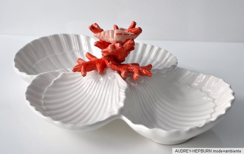 BASSANO KERAMIK 4-geteilte Vorspeisen Schale Antipastiera KORALLE