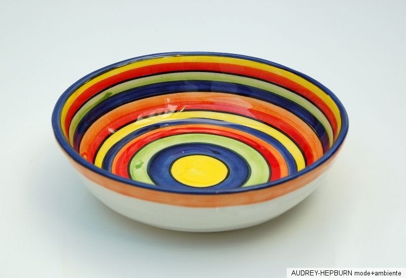 MEDITERRANES GESCHIRR ° 6 x kleine flache SCHALE 16 cm ° bunt ° BASSANO