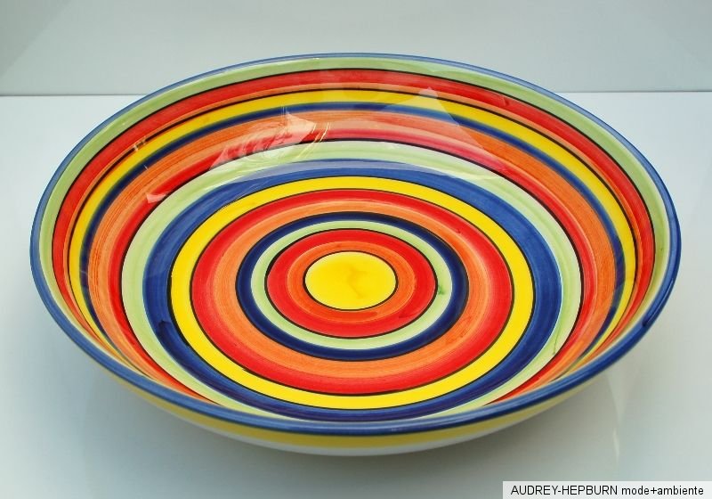 °MEDITERRANES GESCHIRR° grosse flache SCHALE 33 cm ° bunt ° BASSANO