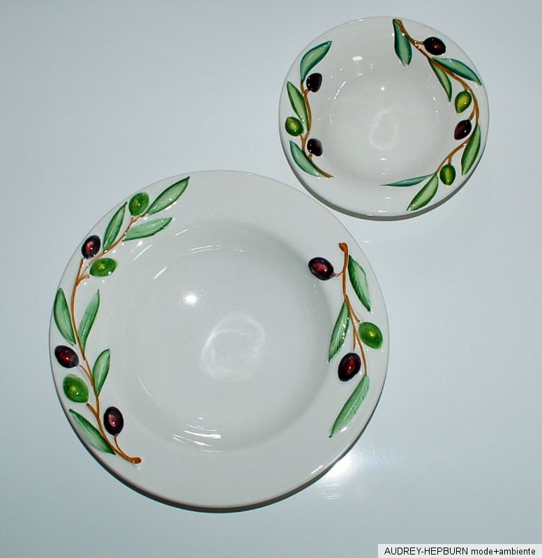 MEDITERRANES GESCHIRR ° Pastateller 25,5 cm OLIVEN Relief ° BASSANO