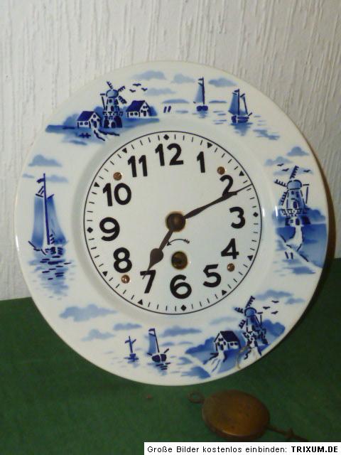 Alte Küchenuhr Wanduhr Teller Uhr Uhren Windmühle Windmühlenmotiv