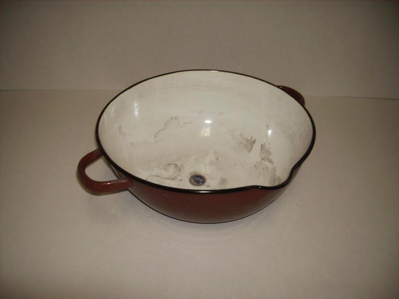 Emaille Schüssel Emailleschüssel groß braun / weiß