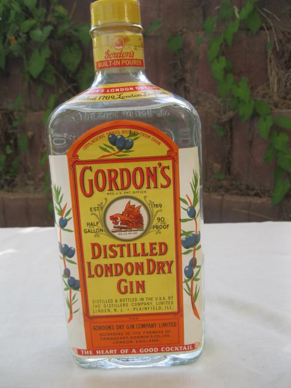 Alte gr.Flasche GORDON'S Distilled London DRY GIN Gordons 90 proof half