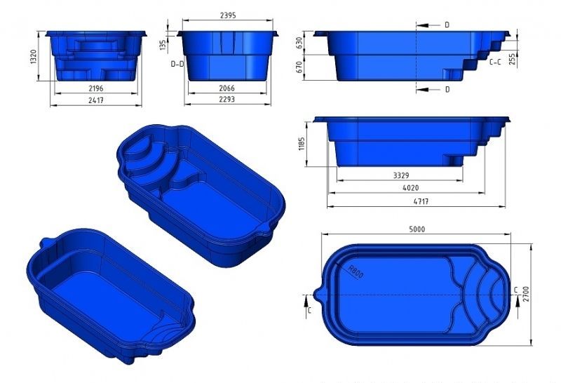 GFK Fertig Swimming Pool / USEDOM 1 / Fertigschwimmbecken INKL