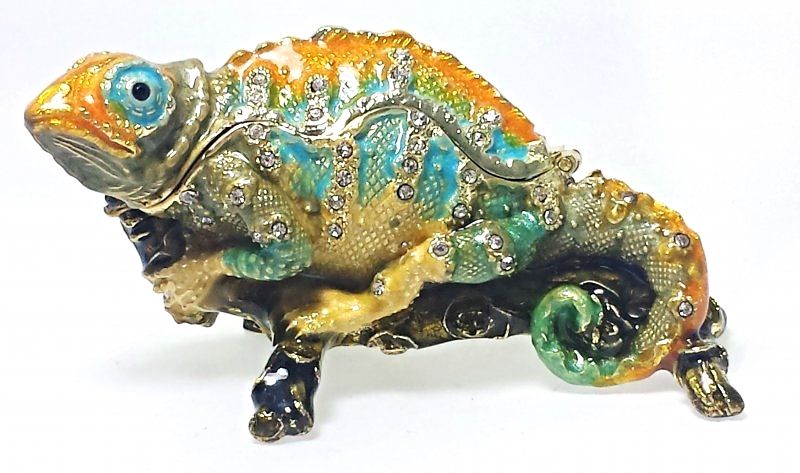 Chamäleon Geschenk Idee Deko Box Figur Sammlerstück Schmuck Schatulle Pillendose