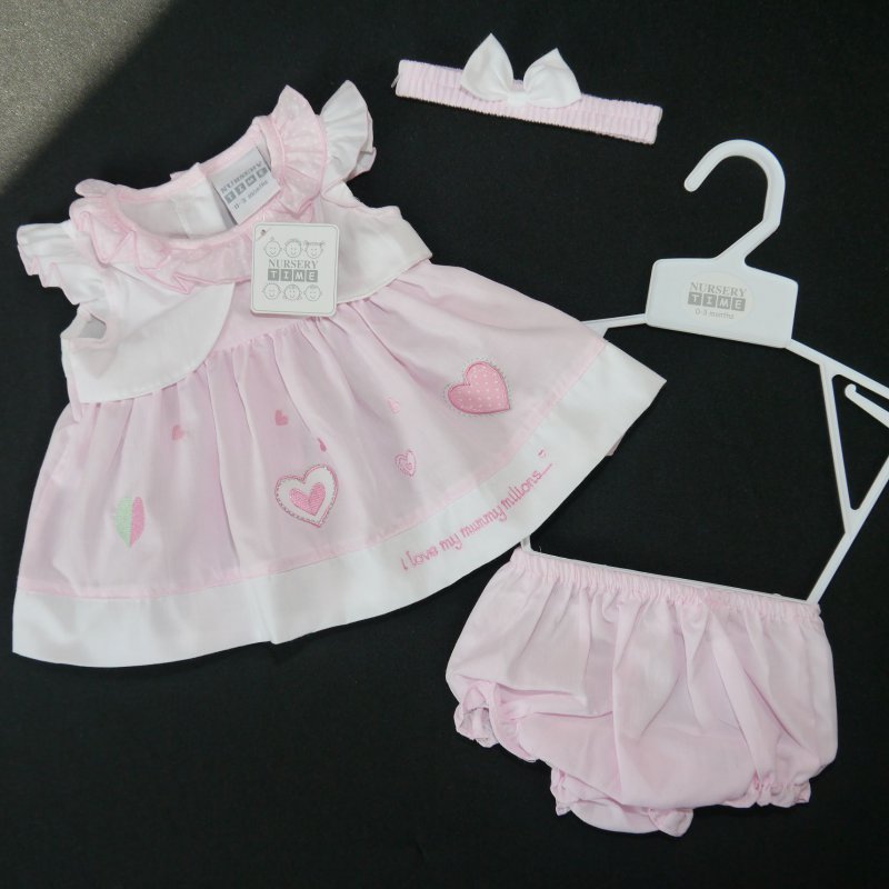 süßes 3 tlg Mädchen Sommer Kleid Herzen Gr 56,62,68