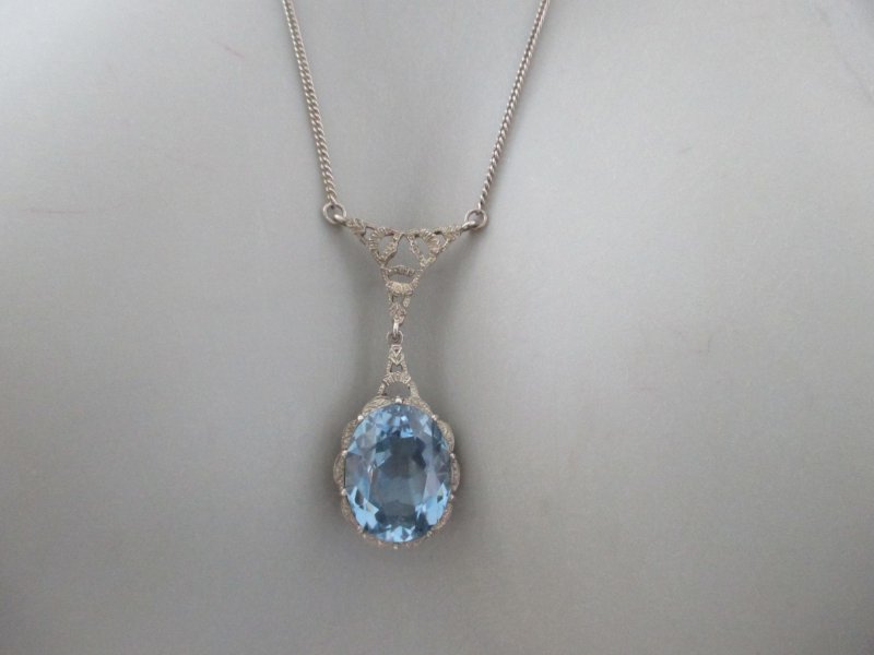 Elegantes 835 Silber Collier Kette Jugendstil Art Deco Vintage Zirkonia Pampel