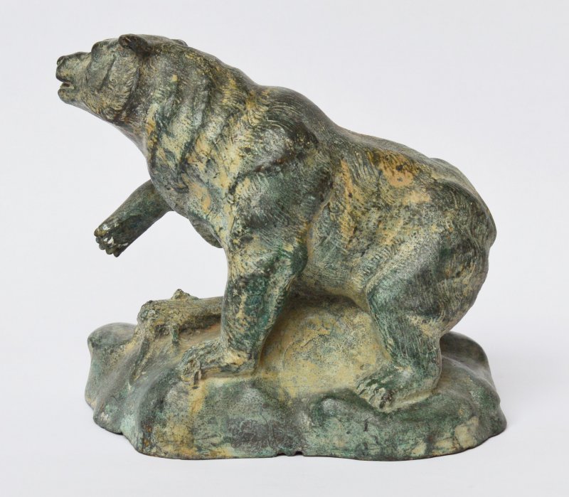 Schöne ältere Skulptur Bronze Bär Grizzly Länge 17 x 16 cm