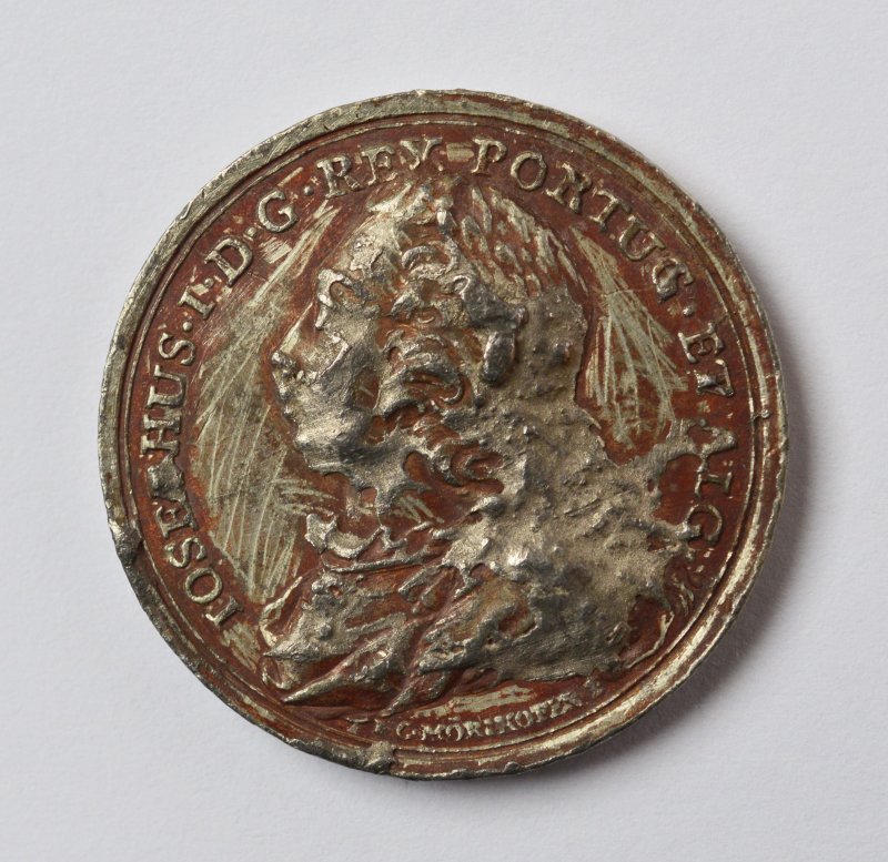 Medaille Zinn 18. Jh. Josephus I. Joseph I. König von Portugal Dm 3,4