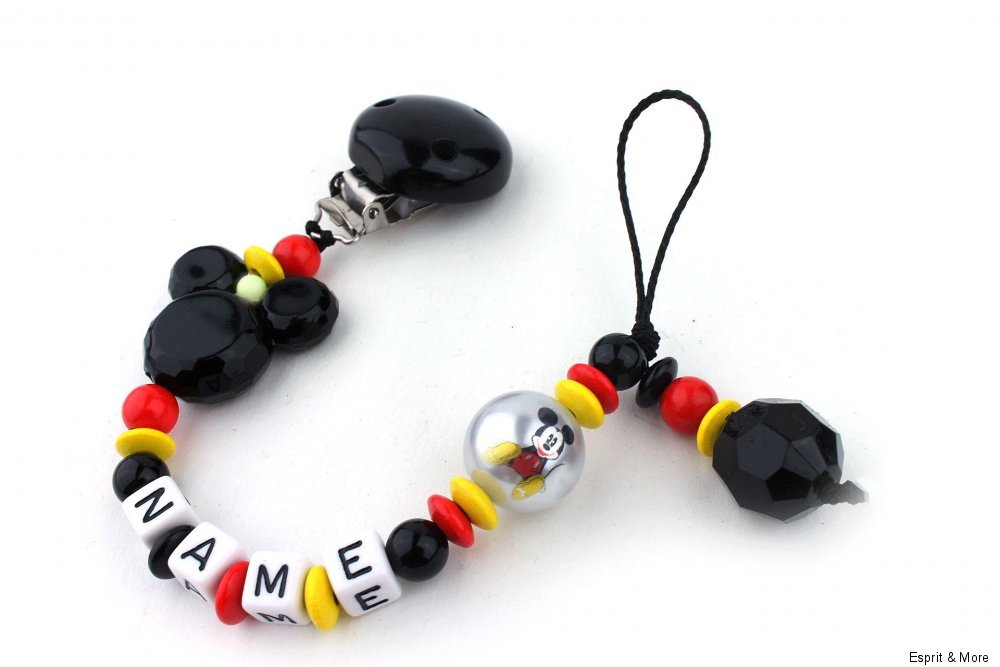Schnullerkette mit Namen Mickey Mouse blau Nucki Micky Maus Junge
