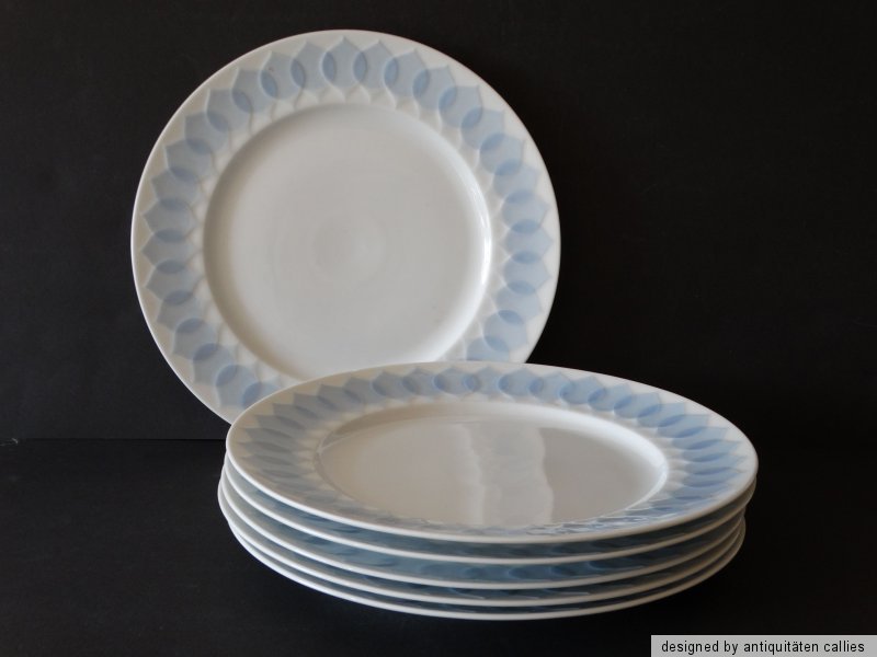 6 Frühstücksteller// Kuchenteller Rosenthal Lotus weiß Durchmesser 19 cm