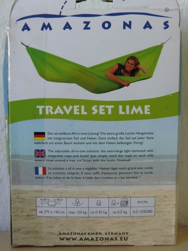 Amazonas Leicht-Hängematte Ultra Light Travel Set blue NEU