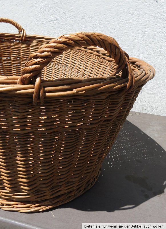 Weiden Korb geflochten Wäschekorb groß oval 50 er Jahre Vintage