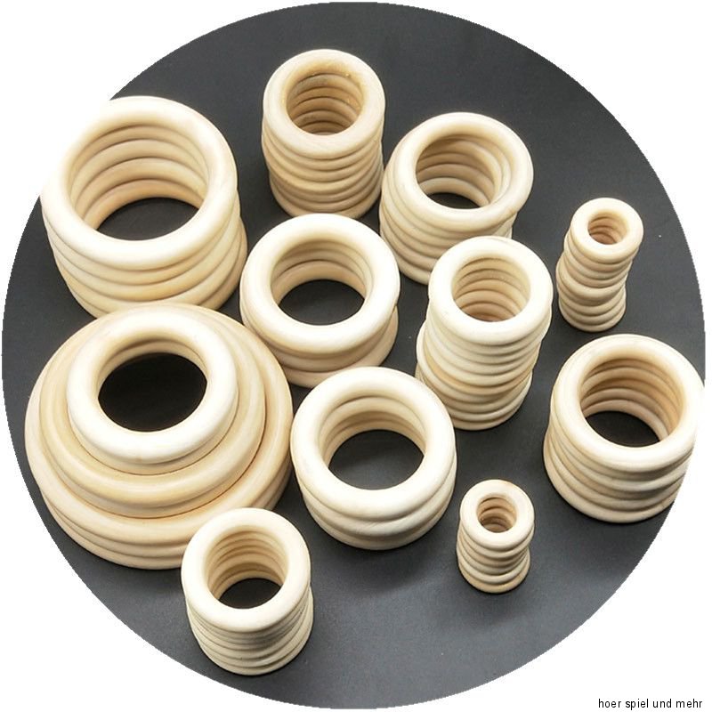 Holzringe 15mm Natur Farblos Buchenholz Schmuck Deko Holz Ring 40stk BEST H160