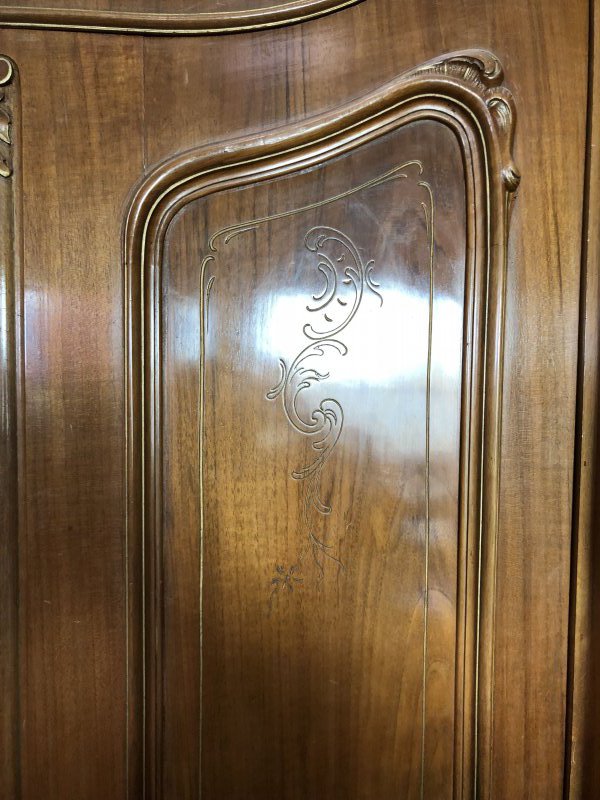 Rokoko Kleiderschrank 3türig Nussbaum hell mit Goldfäden Spiegel | eBay