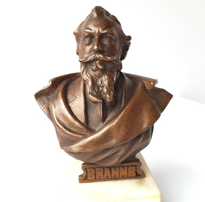 Bronze Bust Brahms Marble Base About 1890 1900 Al1145 Ebay