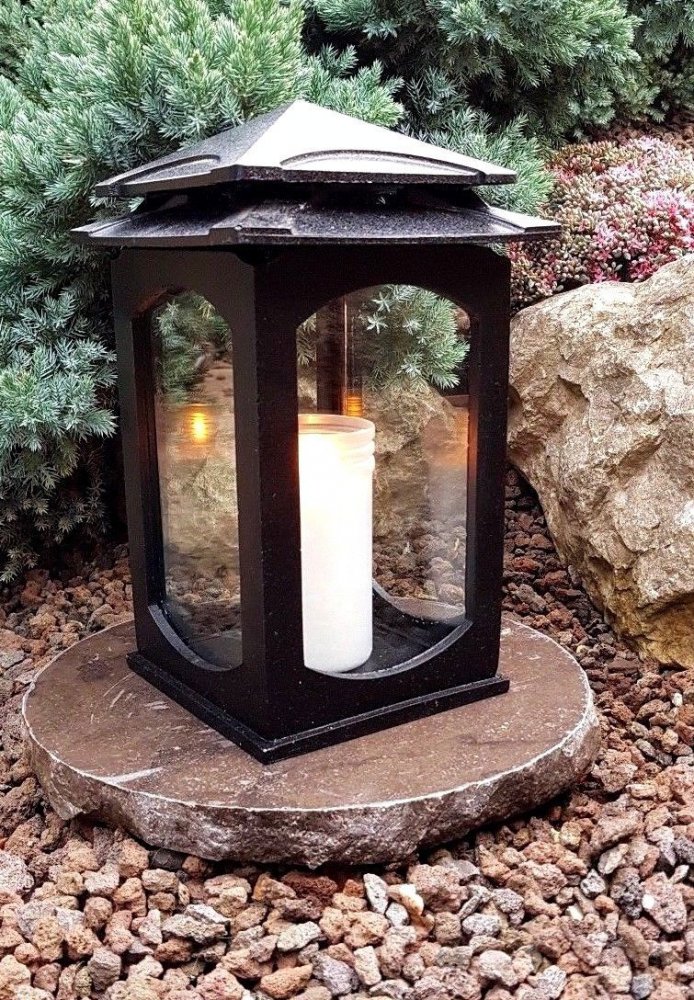 Grablaternemit Granitsockel Grablampe Lampe Grableuchte Grablicht Grabschmuck