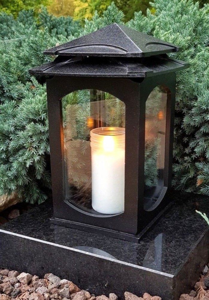 Grablaterne /& Sockel Grablampe Lampe Grableuchte Grablicht Grabschmuck Schwarz
