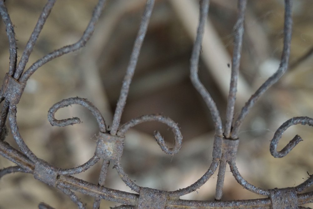 Antiker Vogelkäfig, Vogelbauer, Jugendstil um 1890, Metall + Holz