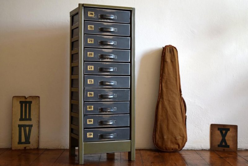Schubladenschrank Vintage Metall Loft Antik Werkstattschrank Shabby