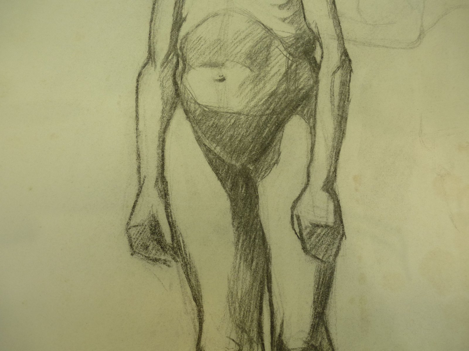 (7) Bleistiftzeichnung Skizze "Männlicher Akt" Nachlass