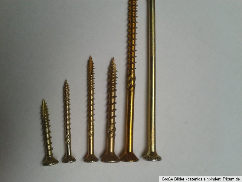 TORX Holzbauschrauben gelb vz Senkkopf 4,0mm-6,0mm Frässchrauben