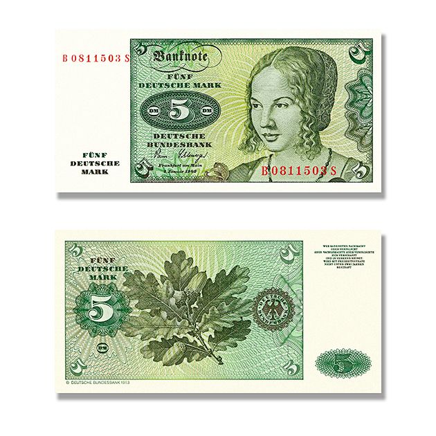 10 X 5 Deutsche Mark Geldscheine (Reproduktion) – 1980er Design, Mit Banderole, Für Sammlung, Film & Geschenk