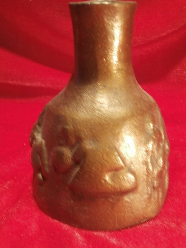 ANTIKE ECHT BRONZE VASE HENKELGEFÄSS MIT FIGÜRLICHEN ORNAMENTEN