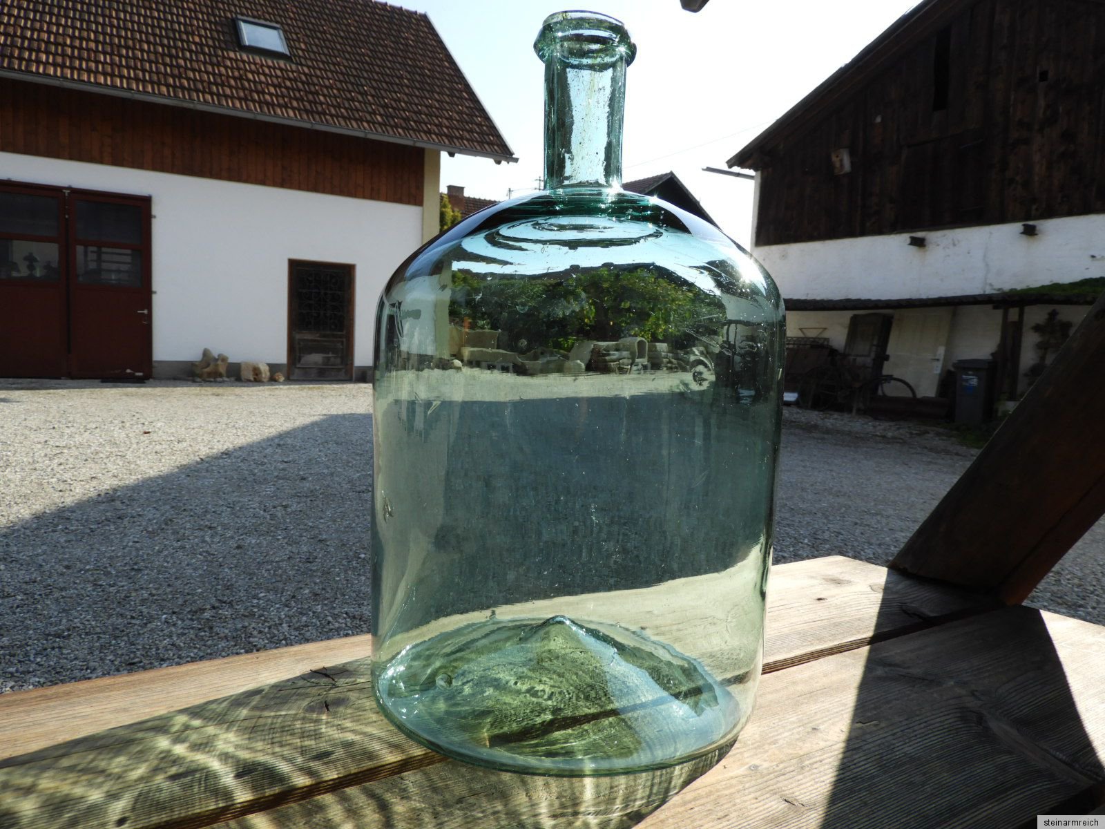 10L SCHNAPSFLASCHE Abrissglas Branntweinflasche Waldglas Barock Flasche geblasen