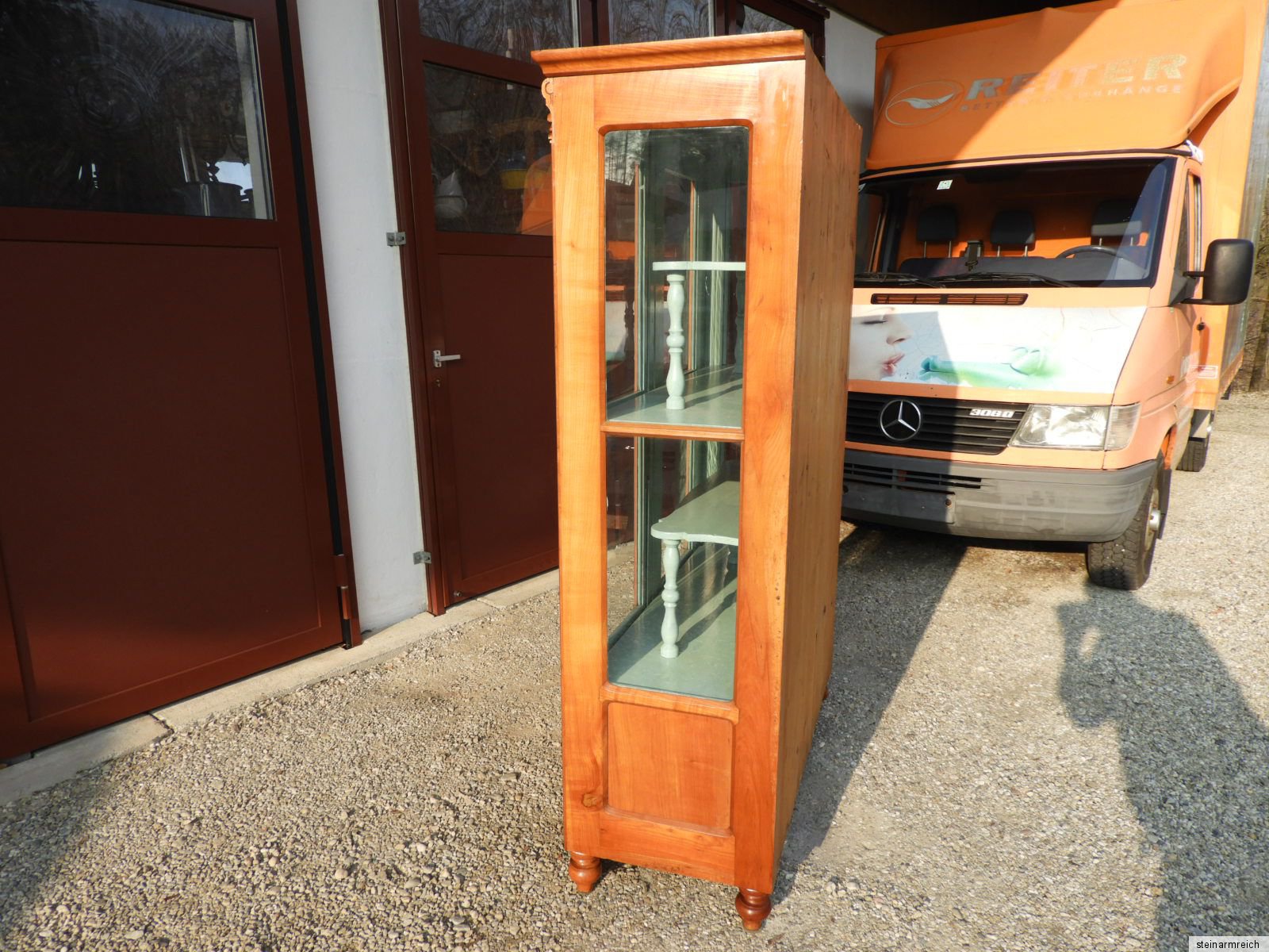 c1900 GRÜNDERZEIT VITRINE Kirsche Glasvitrine Glasschrank altdeutsch