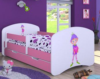 140x70 cm, Blumen HB Kinderbett mit Matratze und Bettkasten verschiedene Varianten M/ädchen ROSA