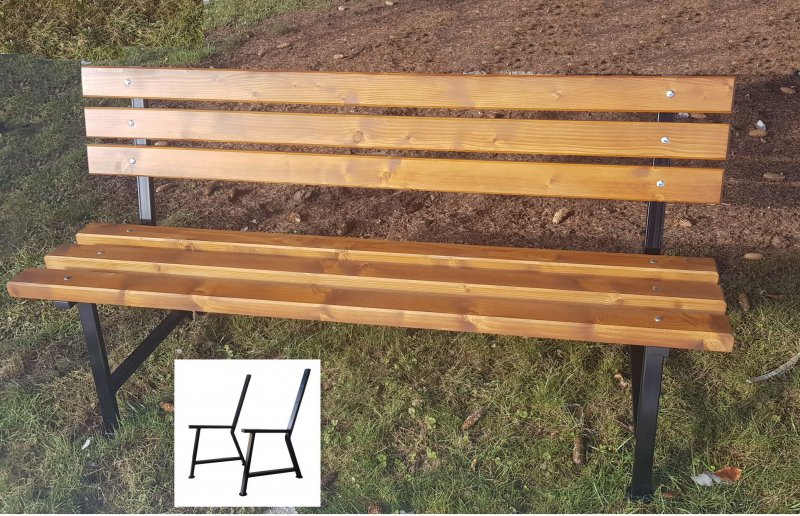 Parkbank Gartenbank Gestell Gusseisen / Aluminium Massivholz Kiefer 160