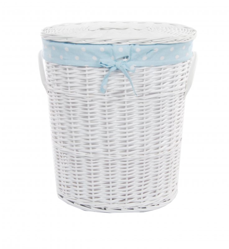 Wäschekorb Wäschetruhe weide weiß Beug Deckel Griff 40x30x55cm 23WOval-b
