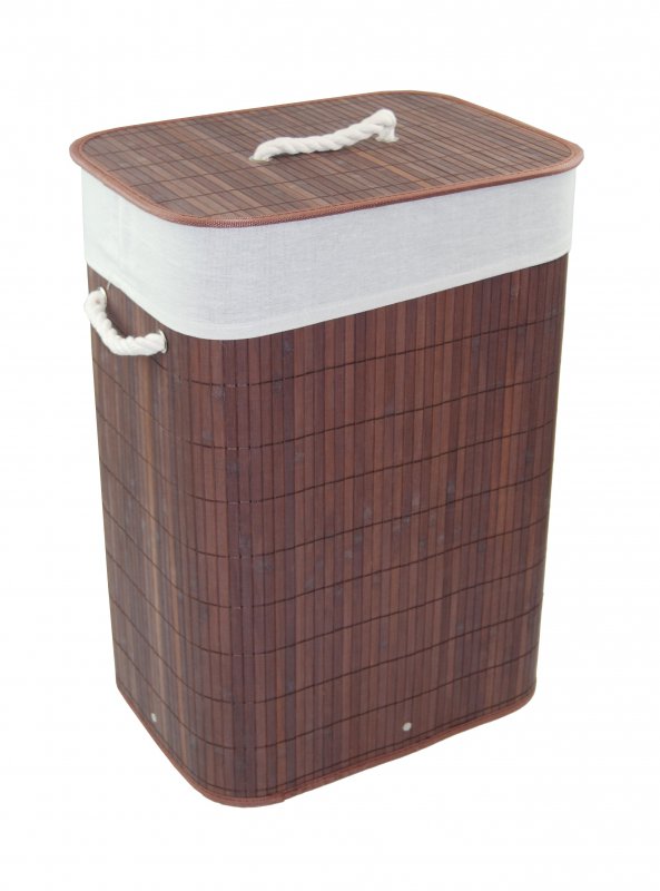 Wäschekorb Wäschetruhe Bambus faltbar m. Bezug Deckel Hangriff 40x30 H