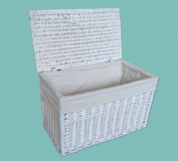 Wäschekorb Wäschetruhe weiß Deckel Bezug 70x42x42cm XL 08WRt02-d | eBay