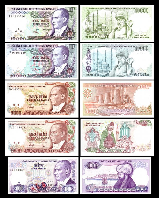 2x 10 - 20.000.000 türkische Lira -1984-2002-Atatürk 7 ...