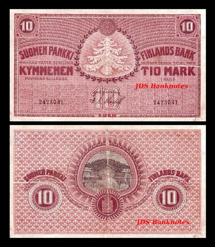 B 16 8 Banknotes 2x 5,10,20,100 Finnish Markka Issue 1922 Litt