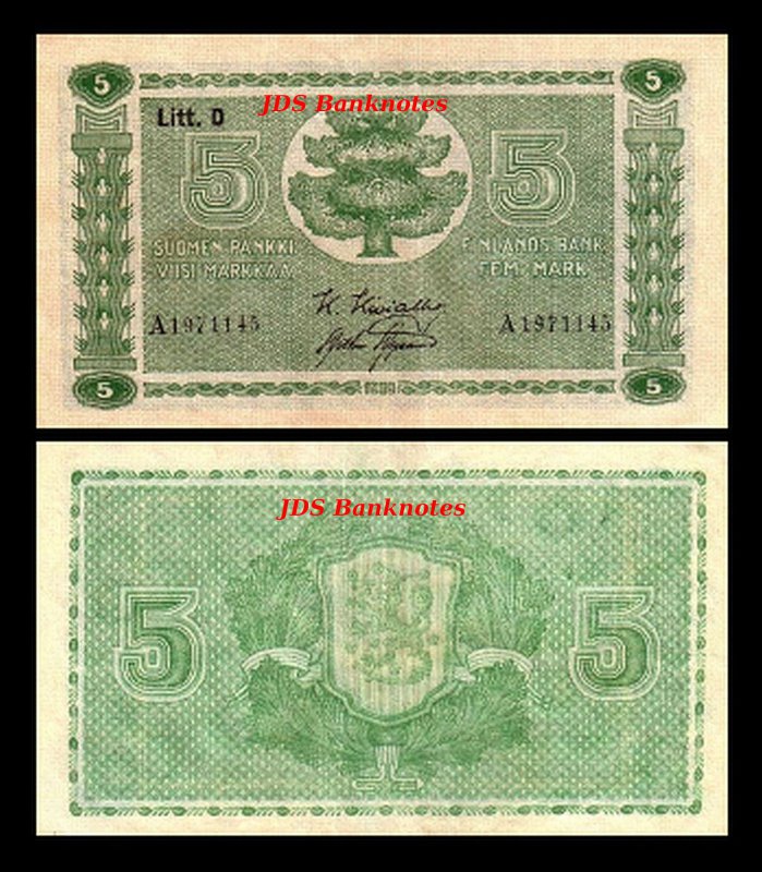 2x 5,10,20,50,100,5.000 Finnish Markka 13 12 Banknotes Issue 1939-1941